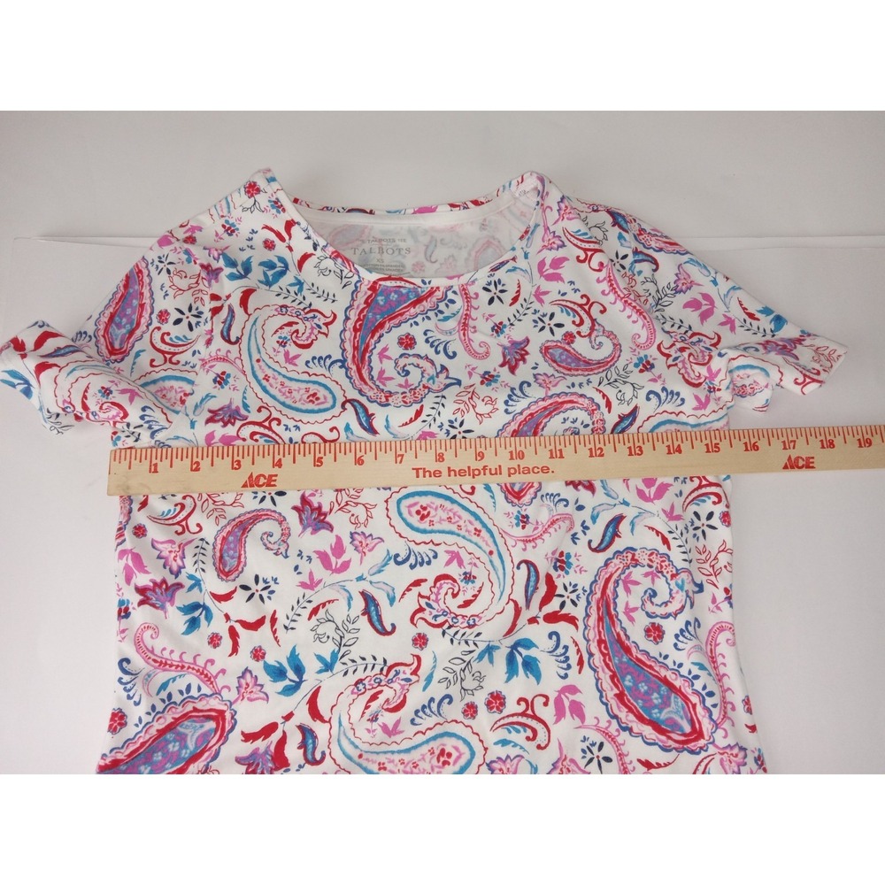 Lot 2 Talbots Shirt Womens XS Short Sleeve Pullover Floral Paisley Muiticolor - Picture 5 of 16